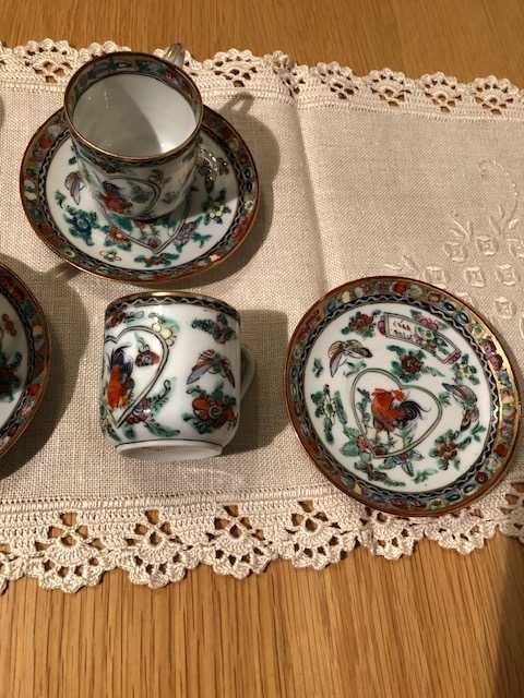 Peças de Coleção de Porcelana Fina, Conjunto de Café "Luta de Galos"