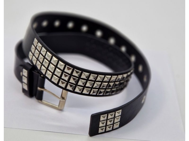 Czarny Pasek damski męski skórzany z ćwiekami