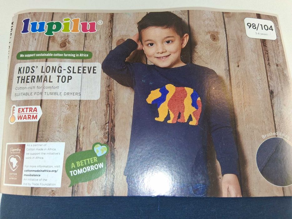 A237 Lupilu Termiczna Koszulka Długi Rękaw Chłopięca Miś Rozm. 98/104