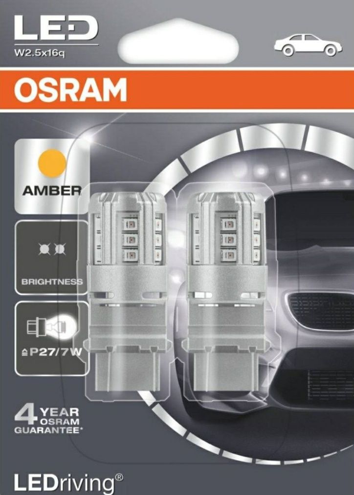 Светодиодная лампа Osram LED P27/7W 12V W2.5X16q Amber 2 шт