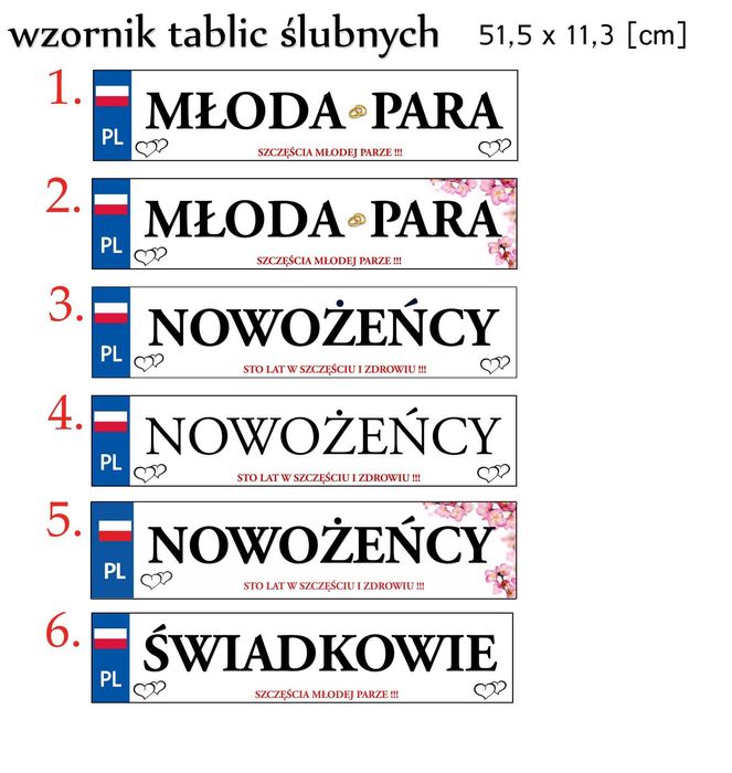 Dekoracja samochodu Nr. 044 ŚLUB WESELE