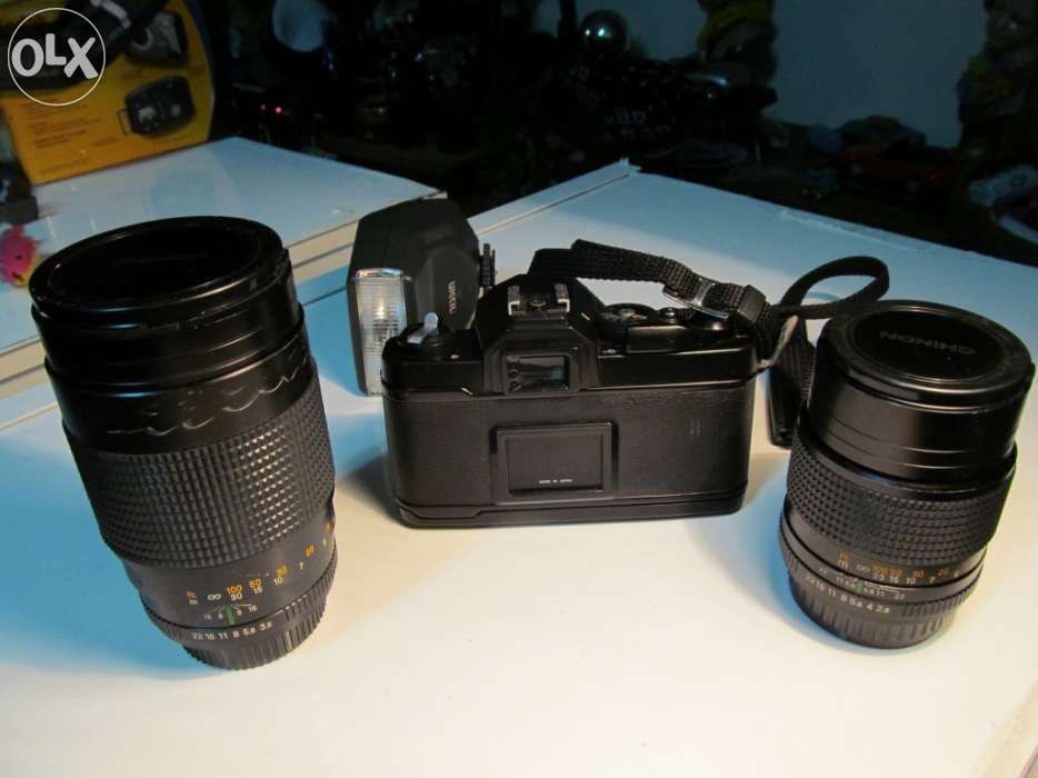 Máquina fotográfica chinon cm-4s com vários acessórios