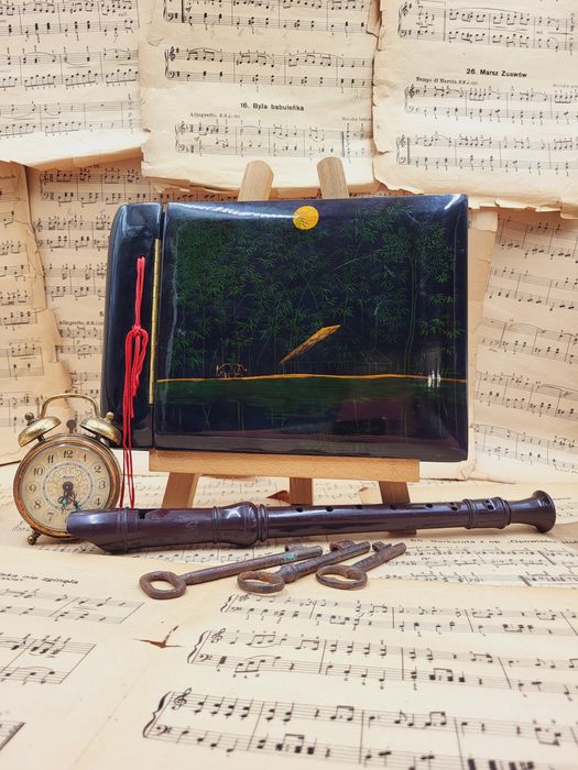 Stary album na zdjęcia wykonany z laki