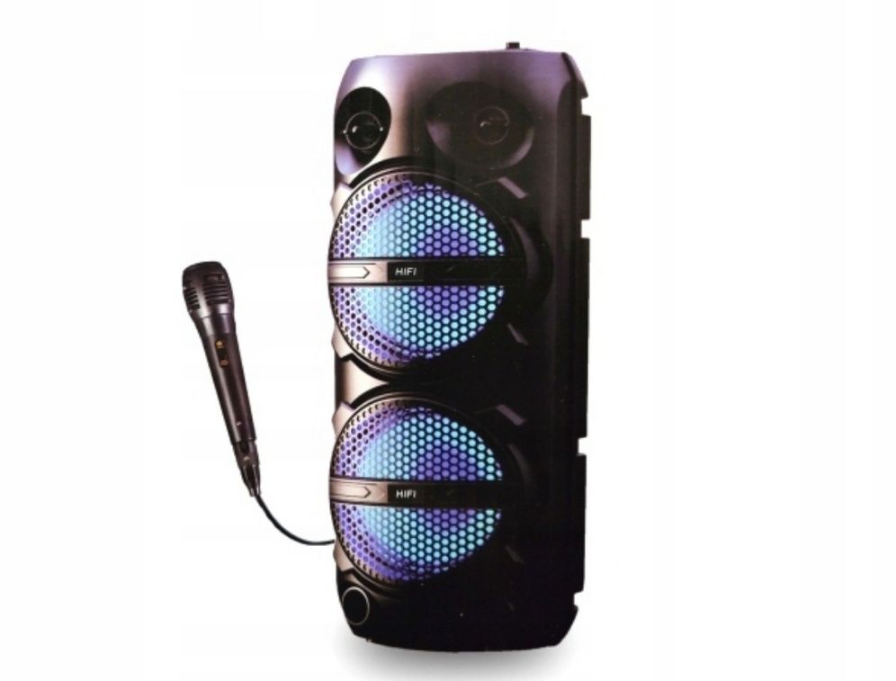 Głośnik przenośny 1200W bluetooth karaoke + mikrofon zestaw boom box