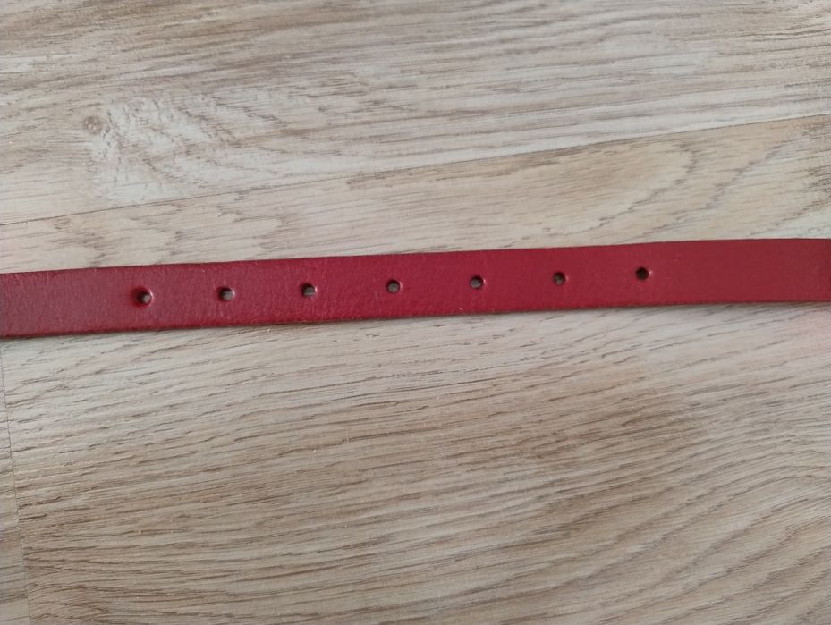 Pasek damski skóra naturalna czerwony, marmurek 18 mm