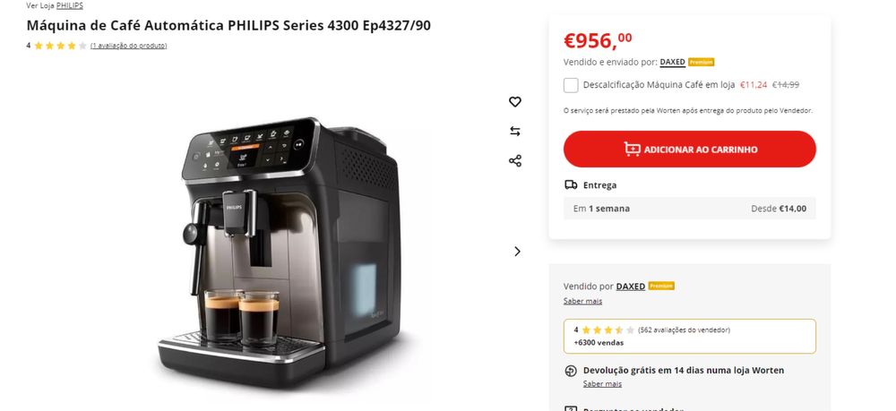 Maquina cafe philips 4300