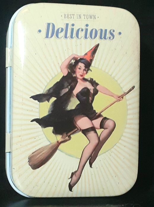 Coleção 5 Caixas metal Vintage pin up Barbearia Publicidade Conjunto
