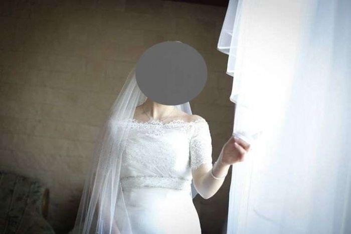 SUKNIA ŚLUBNA syrenka rybka Elizabeth Passion, welon, bolerko, halka