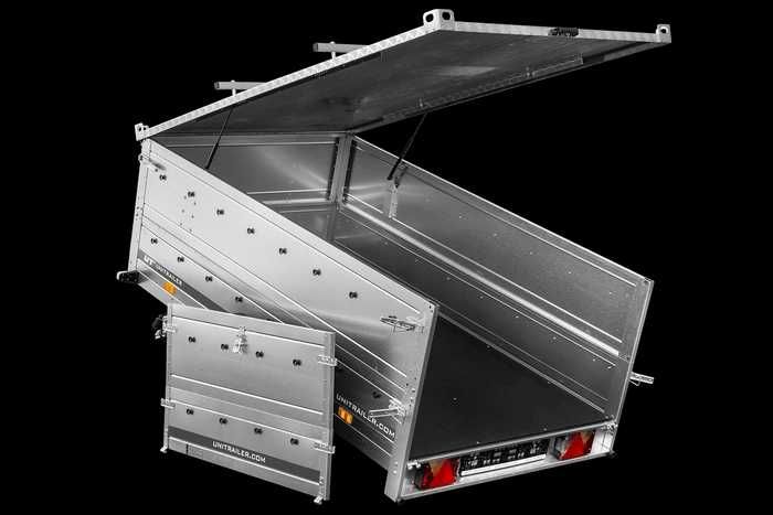 Przyczepka 230x125 UNITRAILER GARDEN 230 KIPP z burtami BIS i pokrywą
