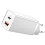 Ładowarka Sieciowa Baseus Gan2 Lite, Usb + Usb-C, 65W, Eu (Biała)
