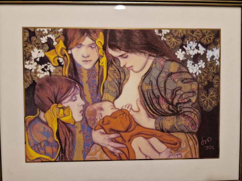 Piękny obraz na porcelanie Stanisław Wyspiański Macierzyństwo