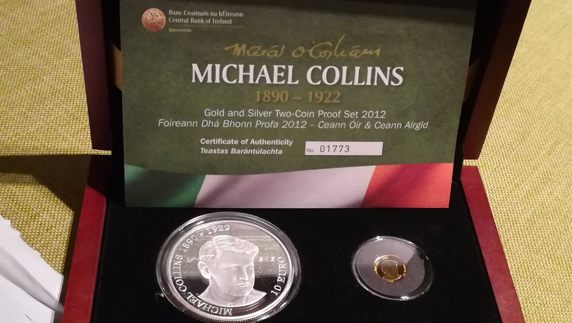 Irlanda 10 + 20 Euro 2012 Michael Collins Moedas Set Ouro+Prata