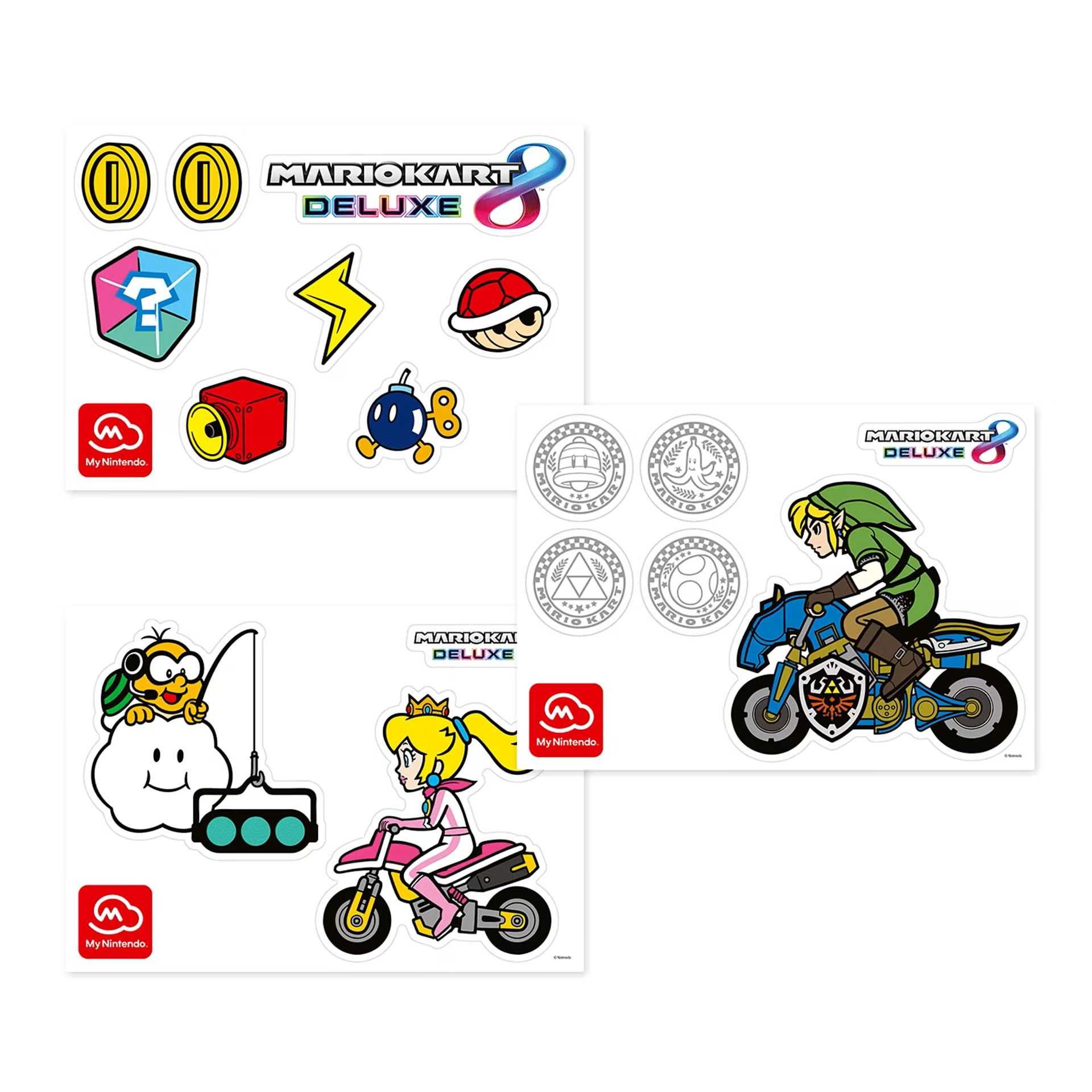 Mario Kart zestaw 9 arkuszy kolekcjonerskich naklejek. Nintendo