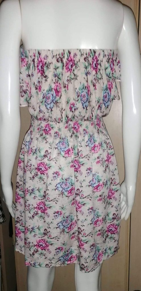 Floral słodka kwiaty sukienka bawełna 34/36 hiszpanka boho hippie jak