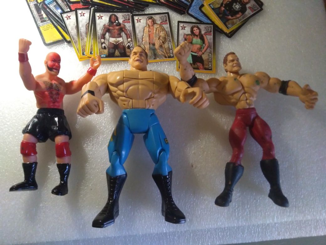 Dezenas de cartas + 3 bonecos Antigos Originais Wrestling