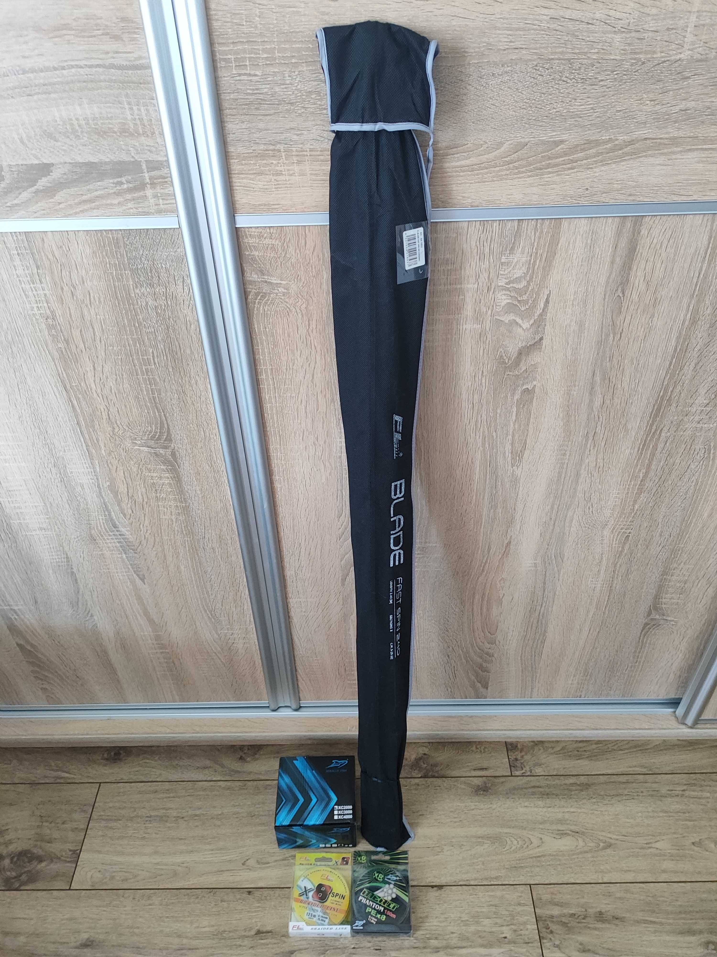 Wędka SPINING FL Blade Fast 2,4m 5-25g Kołowrotek+Plecionka