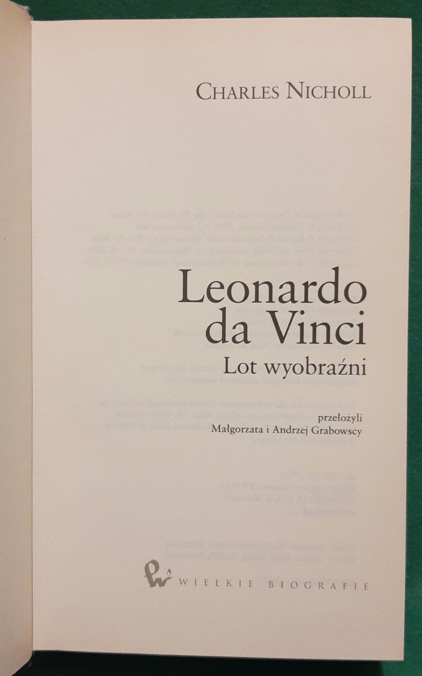 Książka "Leonardo da Vinci lot wyobraźni" - Charles Nicholl