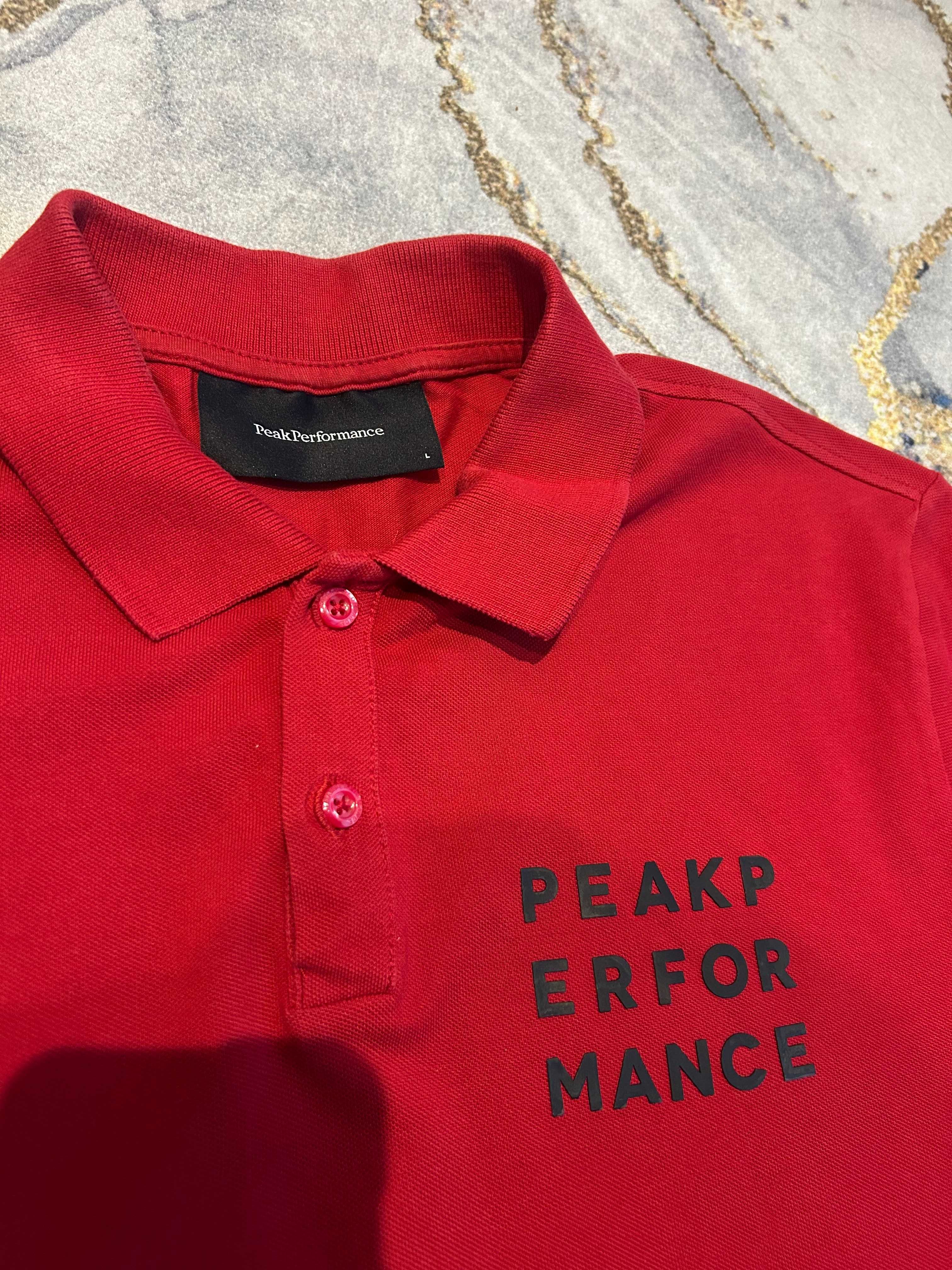 Peak Performance _ Czerwona koszulka polo L _ 100% bawełna