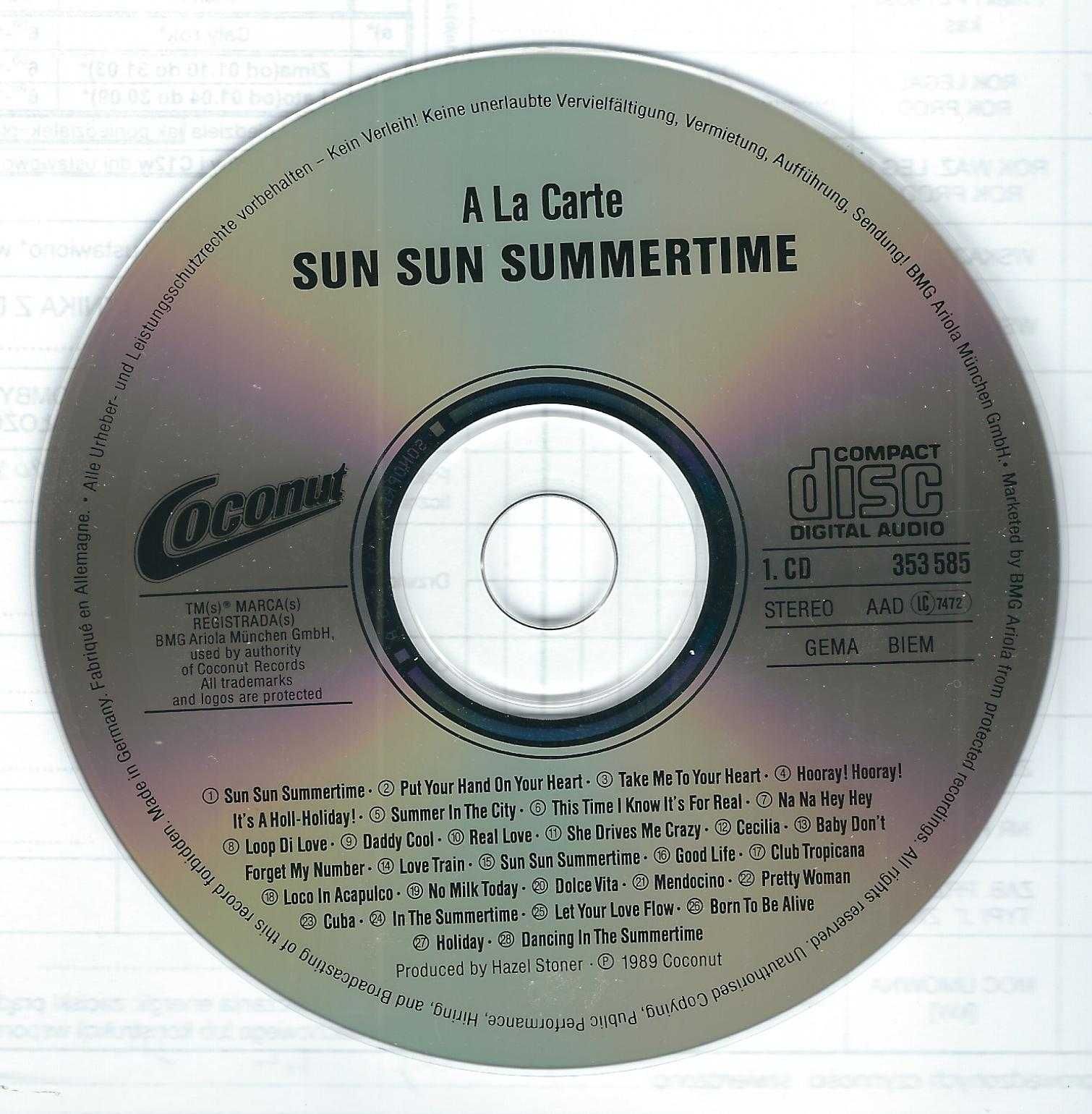 2 CD A La Carte - Sun Sun Summertime (1989) (Coconut)