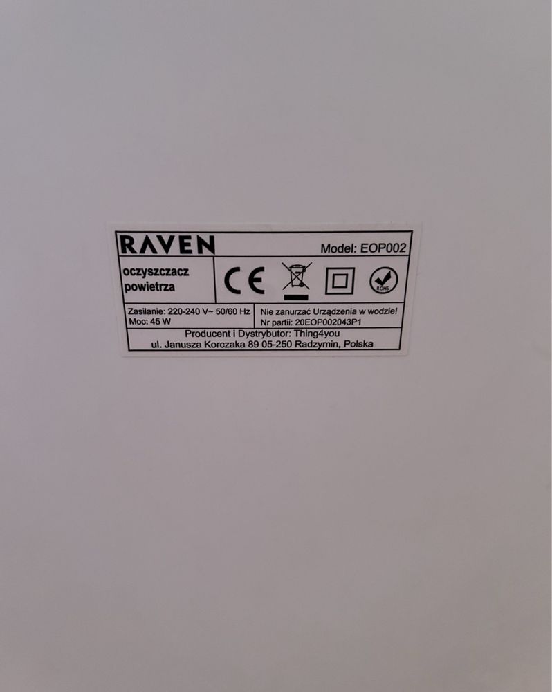 Oczyszczacz powietrza Raven EOP002