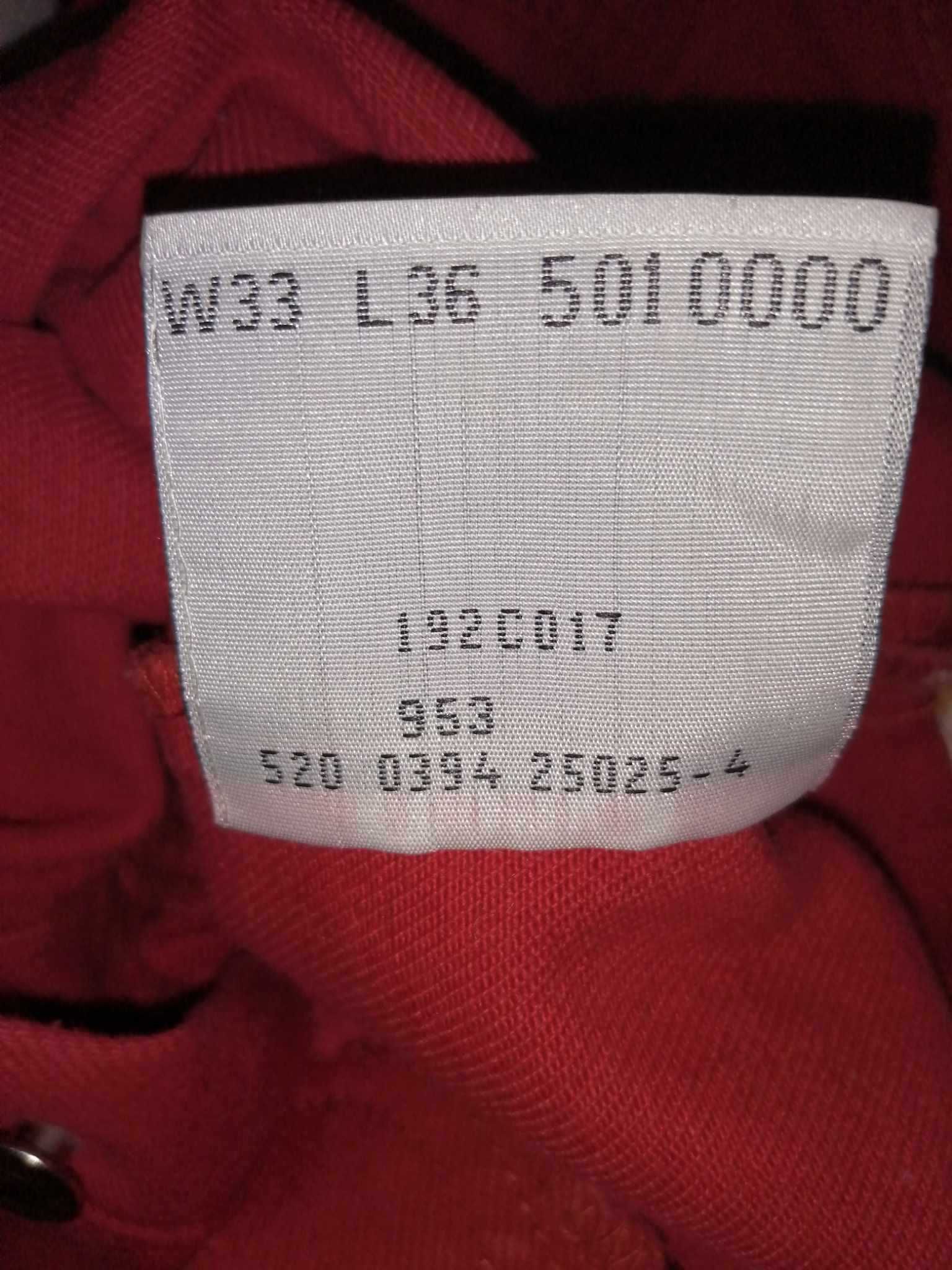 LEVIS 501xx Jeans Spodnie Męskie W33 Bawełna 100% Czerwone