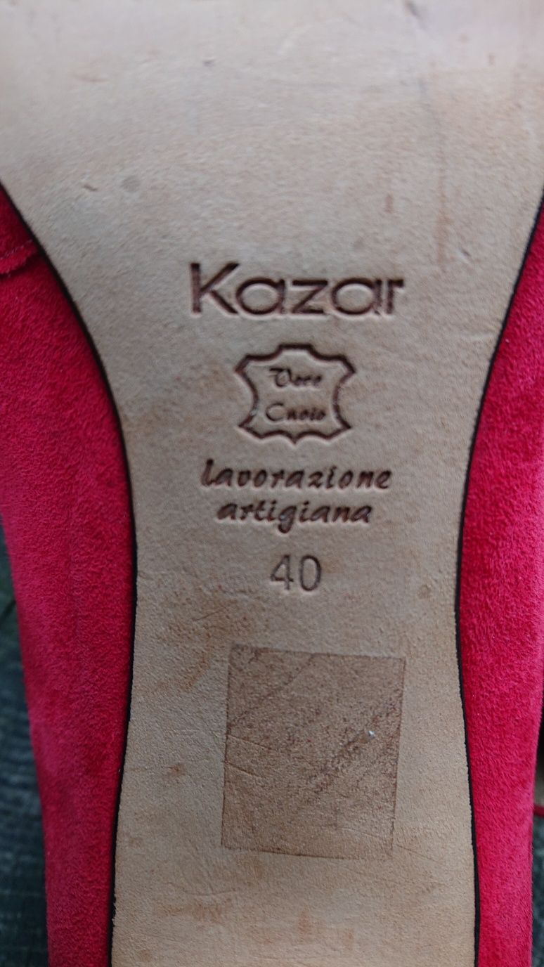 Kazar czerwone zamszowe szpilki czółenka. Venezia.