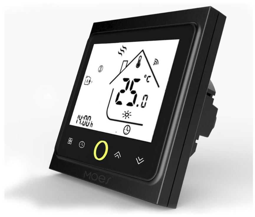 Inteligentny termostat Moes do sterowania kotłem gazowym czarny