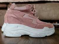 Adidasy,buty na koturnie różowe 38