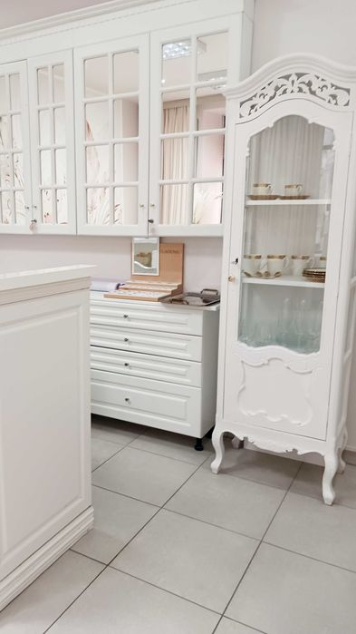 Witryna Biała Szafka Witrynowa Styl Rustykalny Wiejski Vintage Szafka