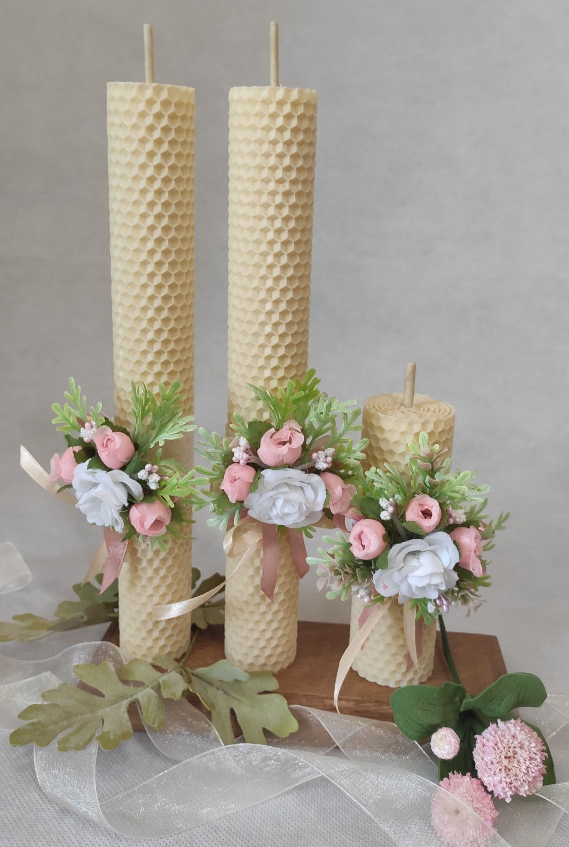 Весільні вінчальні свічки із натуральної вощини 26 см