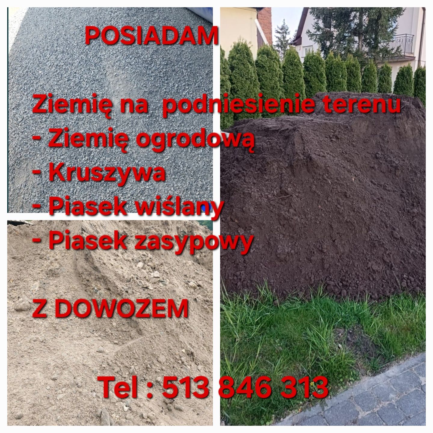Ziemia- Kruszywa- Piasek z TRANSPORTEM