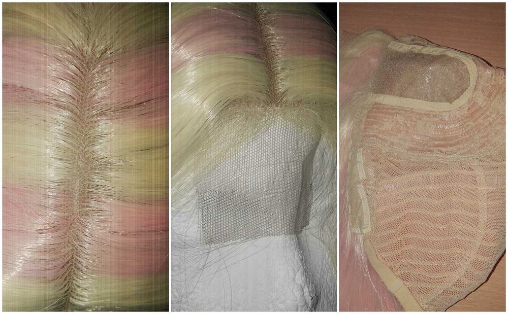 Różowa peruka z blond pasemkami przedziałek Lace Front cosplay wig