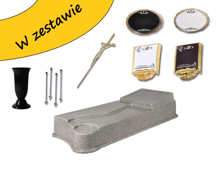 Pomnik plastikowy nagrobek krzyżyk tabliczka wazon Wysyłka cała PL