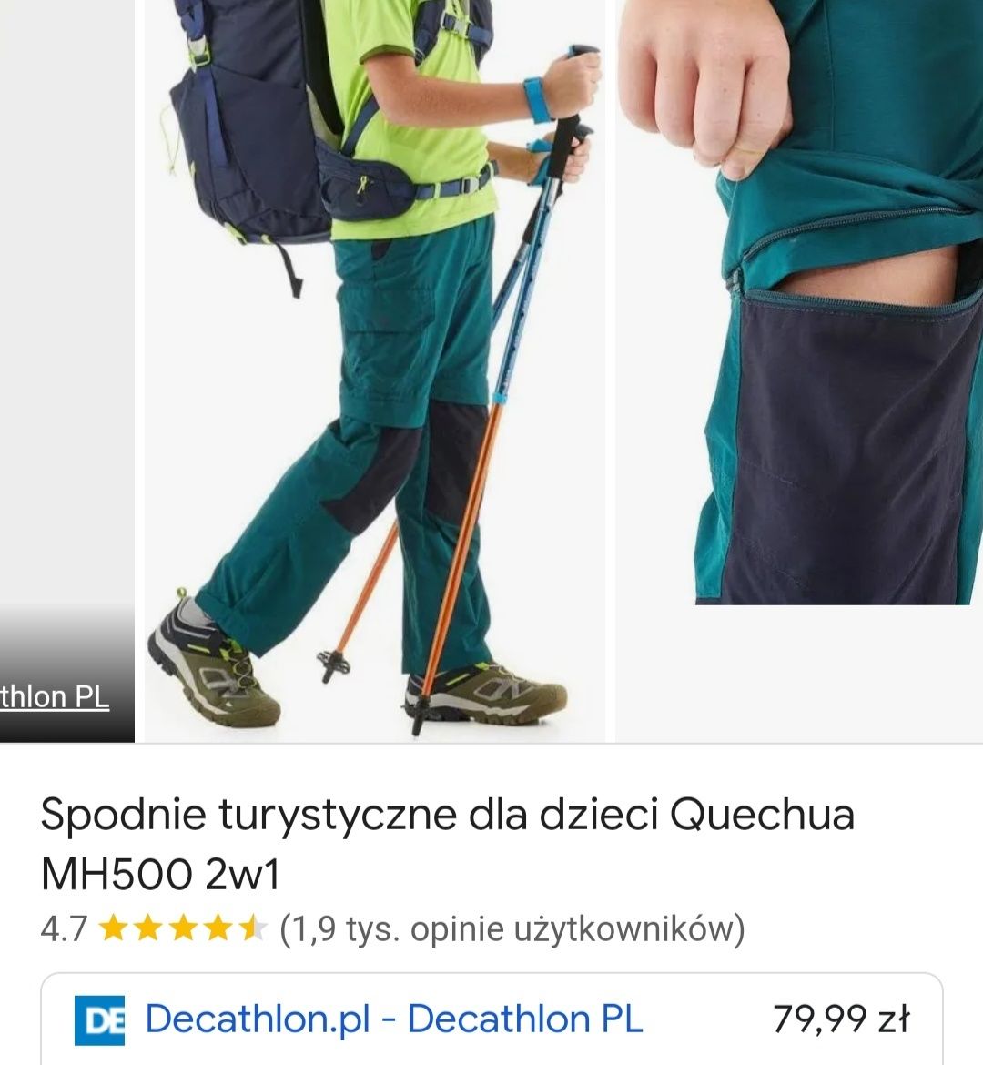 Spodnie trekkingowe Quechua Decathlon 123-130