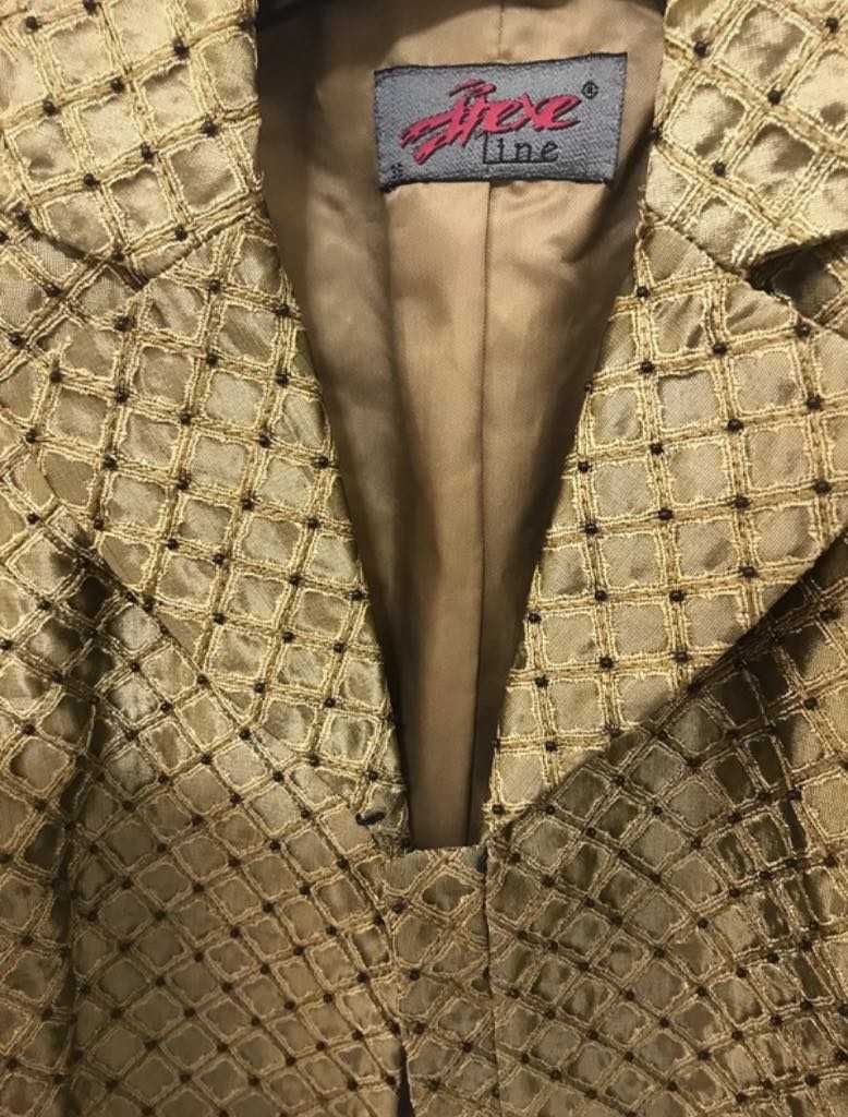 Złota elegancka marynarka Hexeline jedwab wiskoza