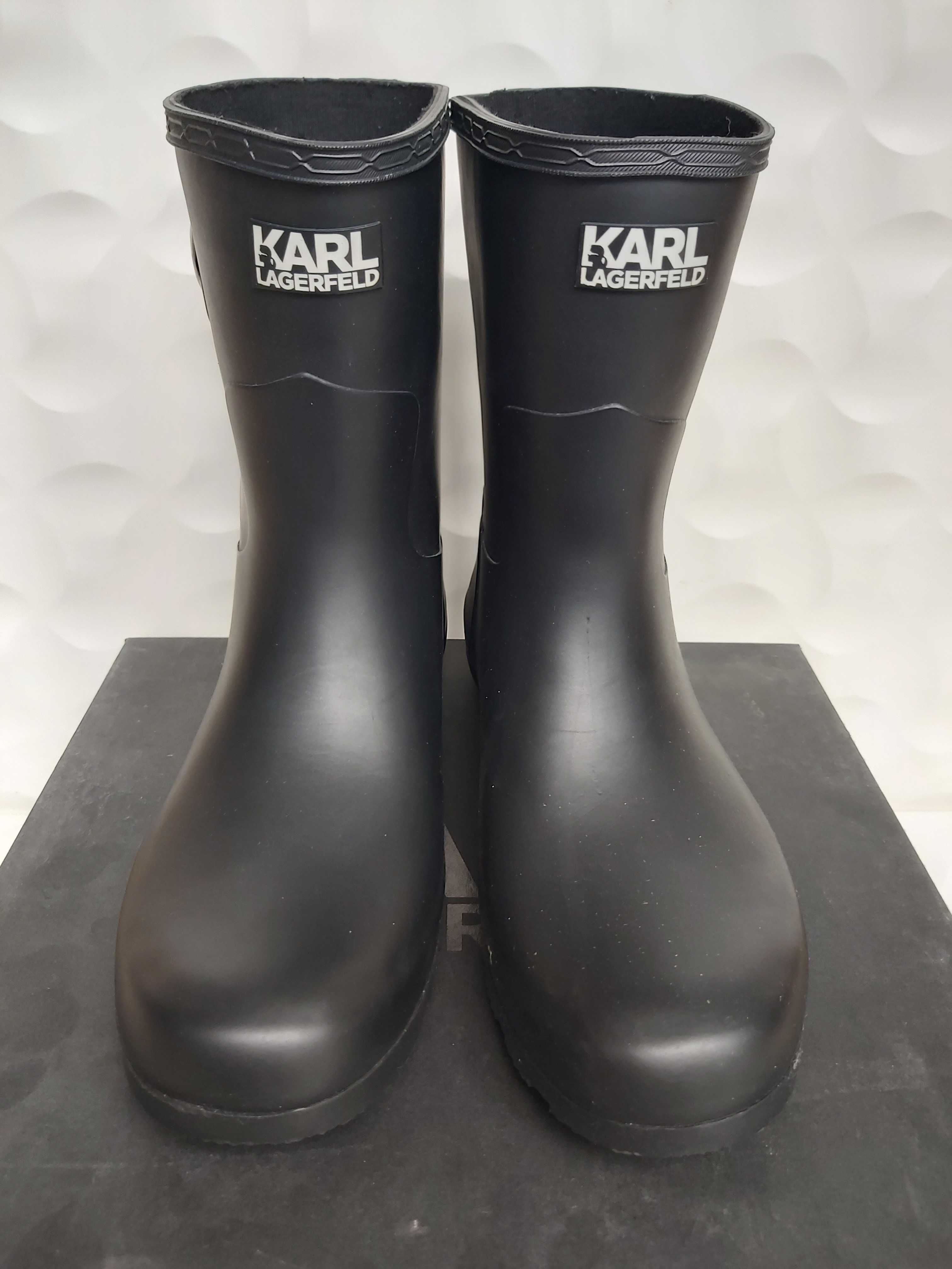 NOWE kqlosze KARL LAGERFELD czarne 40 iconic midi boot a357