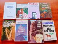 Livros de bolso em francês e em inglês