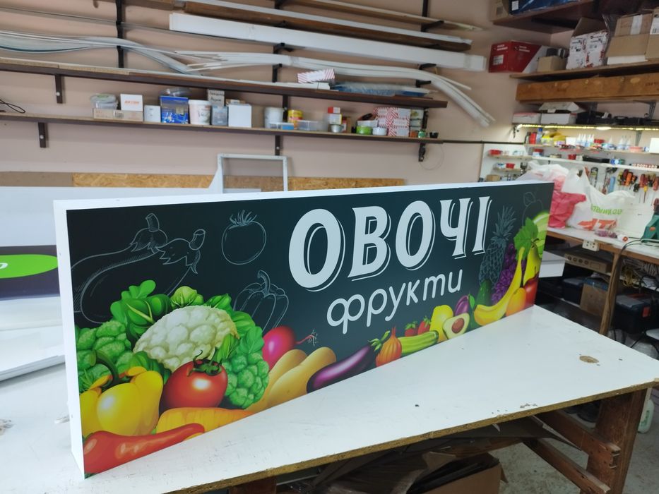 Двухсторонній торцевий лайтбокс 50см. Вивіска для кав'ярні, кофейни