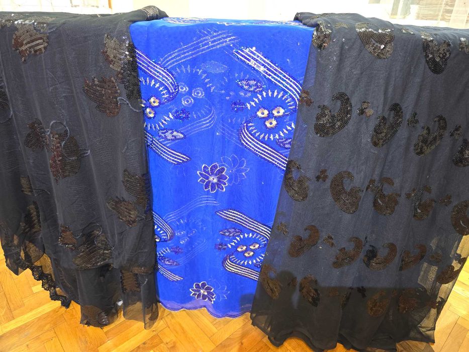 Фабричный Сирийский Шифон,расшитый паетками,лайкра,фурнитура