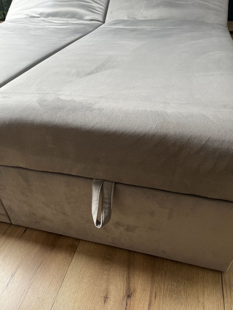 Piękne szare łóżko kontynentalne idealny stan 160x200cm z materacem !