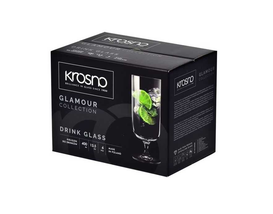 Komplet nowych kieliszków do drinków Krosno Glass Glamour 400 ml