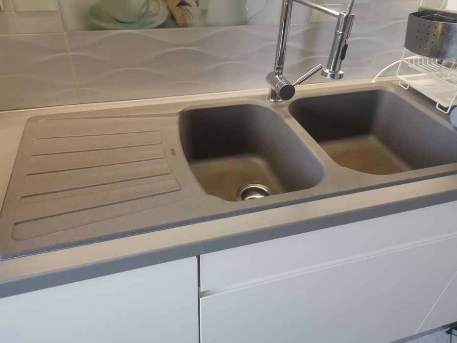 Zlewozmywak z konglomeratu szary BLANCO 116X50, do szafki 80,