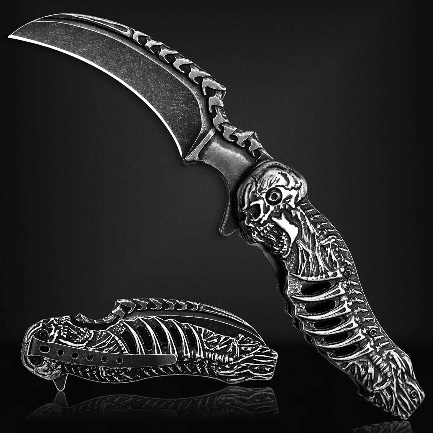 Nóż składany Karambit taktyczny survival EDC  żniwiarz FULL METAL KR8