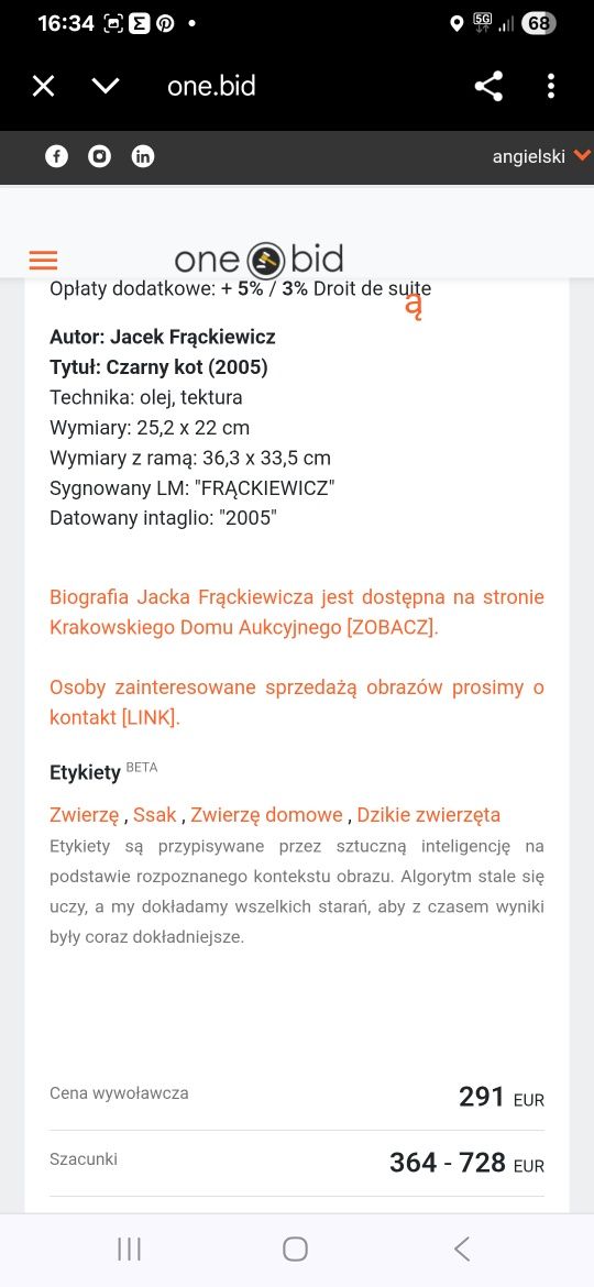 Jacek Frąckiewicz obraz ,,Czarny kot"