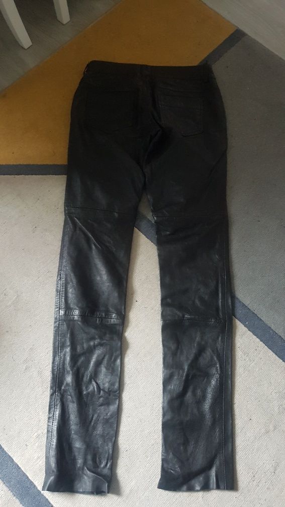 Gipsy nowe spodnie czarne dlugie ze skory naturalnej rurki 36/S