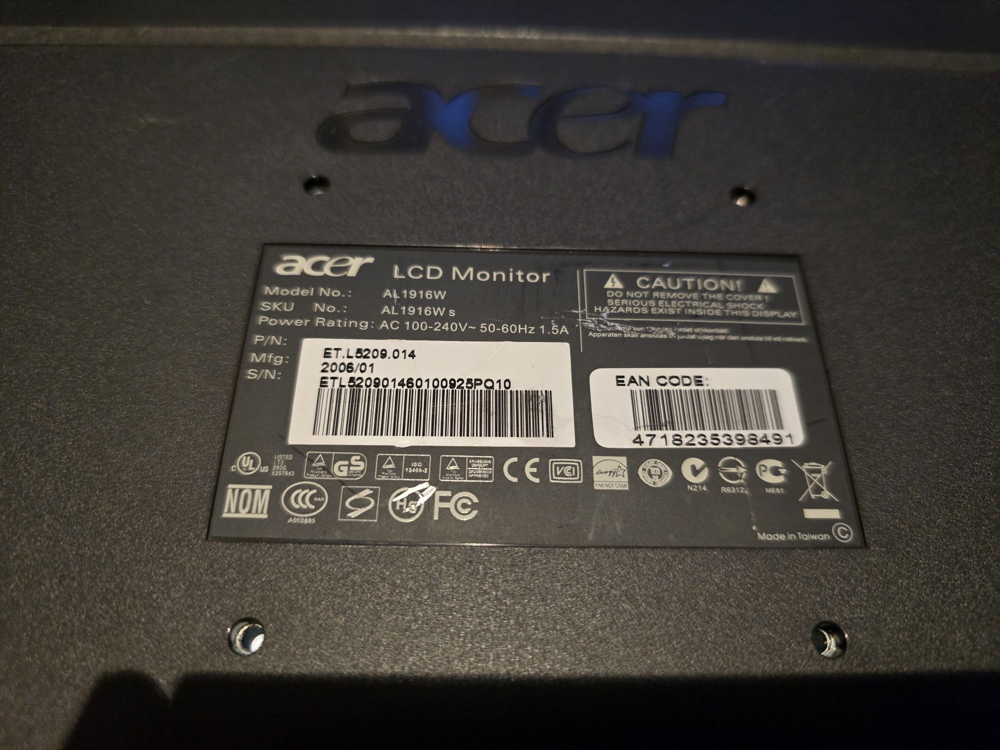 Monitor Acer 19" RGB matowa matryca
