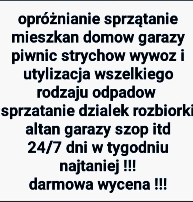 Wywóz mebli śmieci gruzu odpadów Opróżnianie Sprzątanie