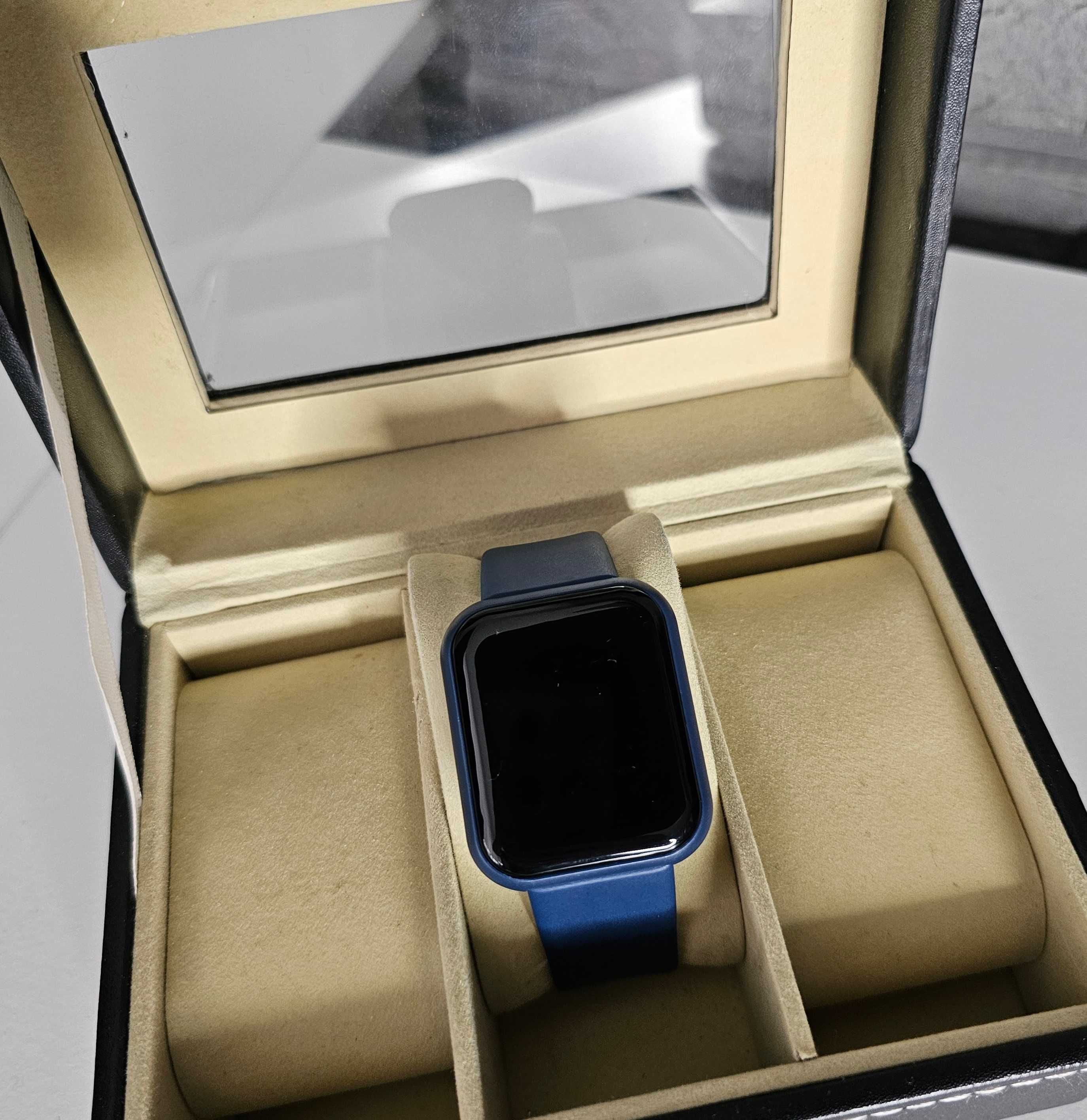 Zegarek Smartwatch smart opaska kwadratowa koperta navy dark blue