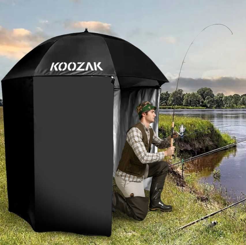 2w1 PARASOL Wędkarski NAMIOT - Wodoodporny z OSŁONĄ z Bokami Survival