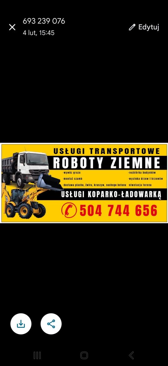 Roboty ziemne transport